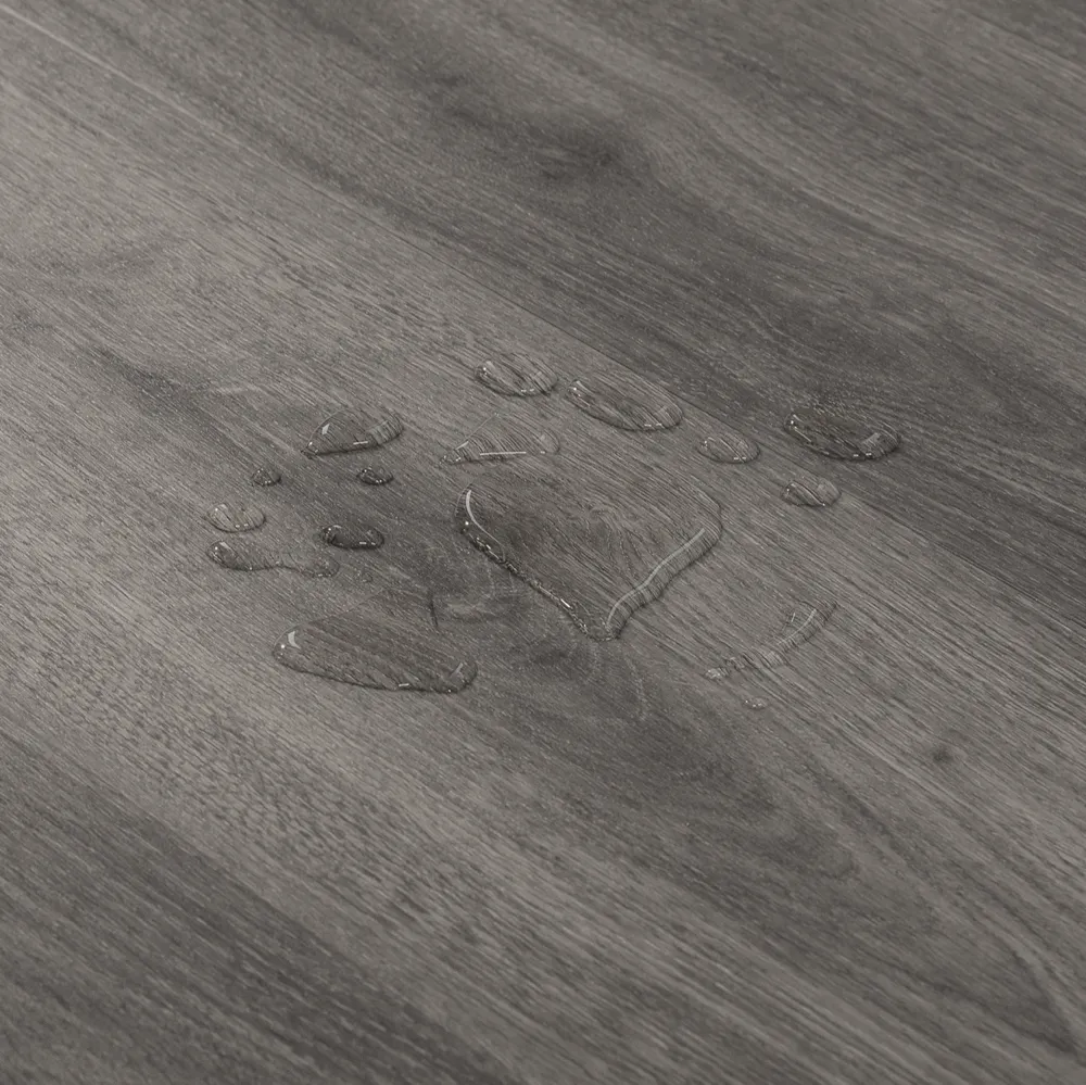 Closeup view of a floor with Moonstone vinyl flooring installed