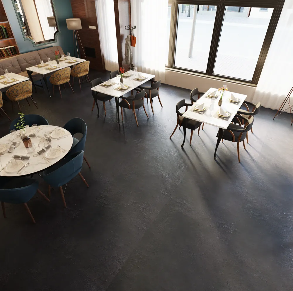 Closeup view of a floor with Eclipse vinyl flooring installed