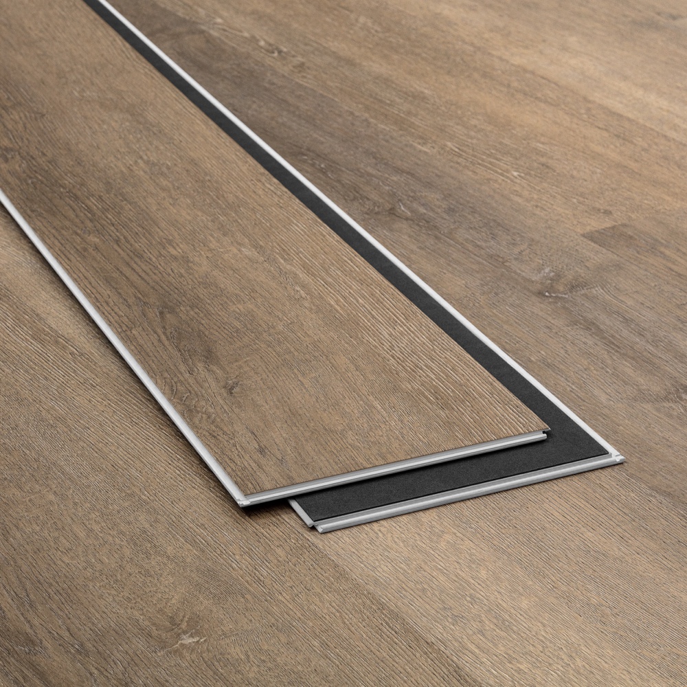 Closeup view of a floor with Arrowhead vinyl flooring installed