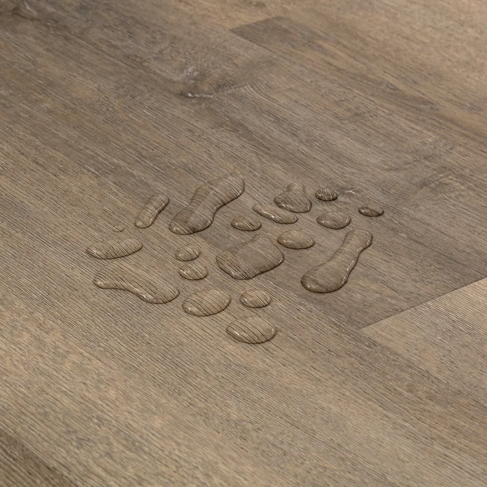 Closeup view of a floor with Arrowhead vinyl flooring installed