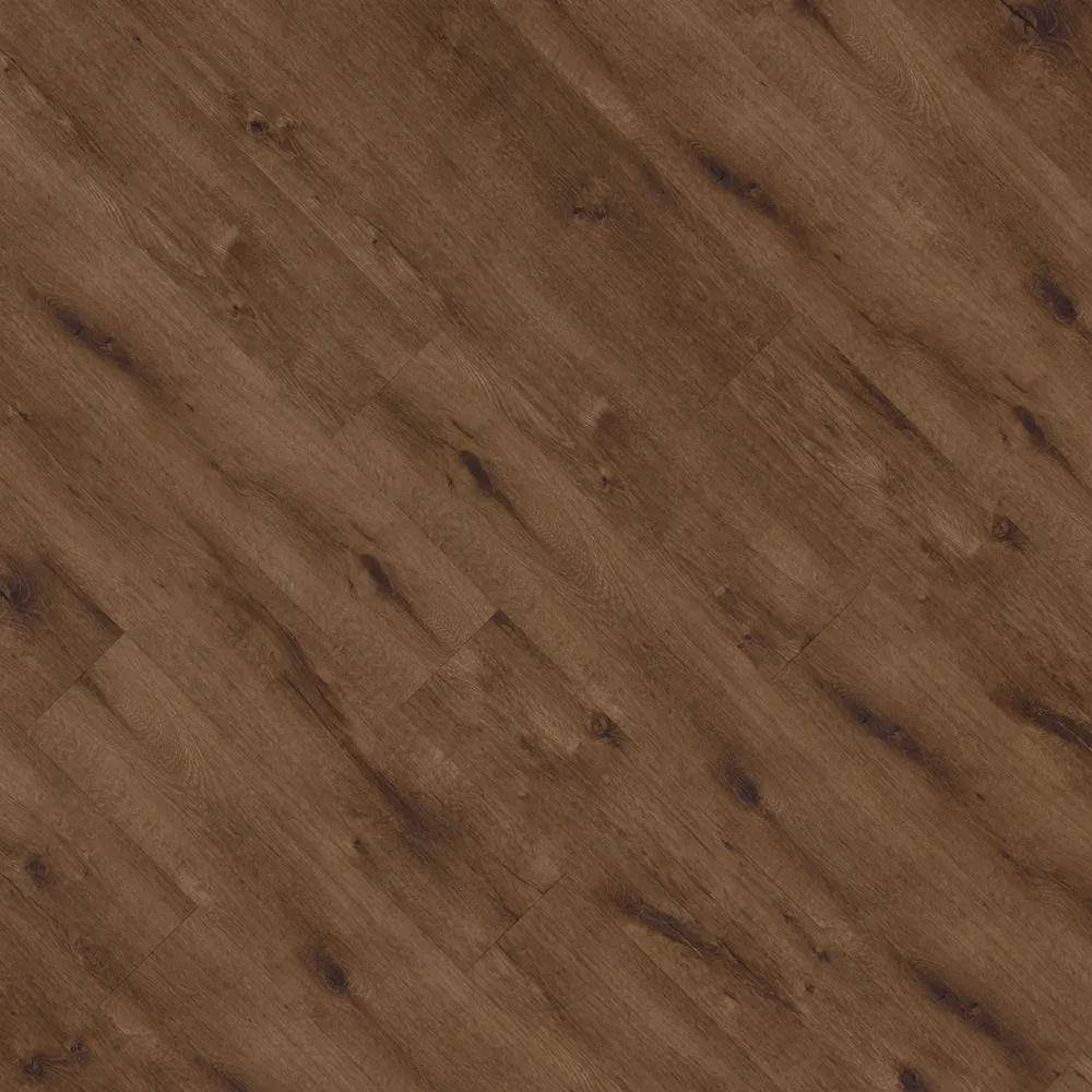 Closeup view of a floor with Chestnut vinyl flooring installed