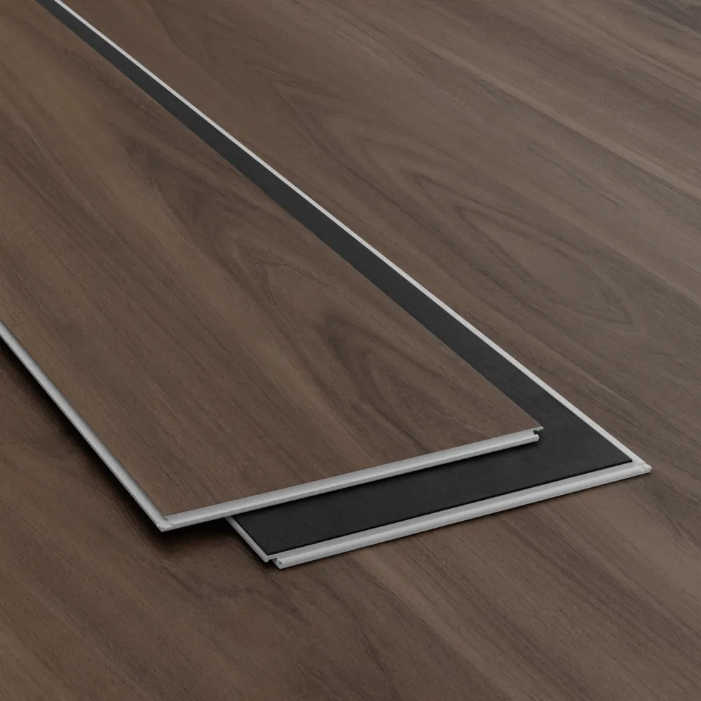 Closeup view of a floor with Berlin Terrace vinyl flooring installed