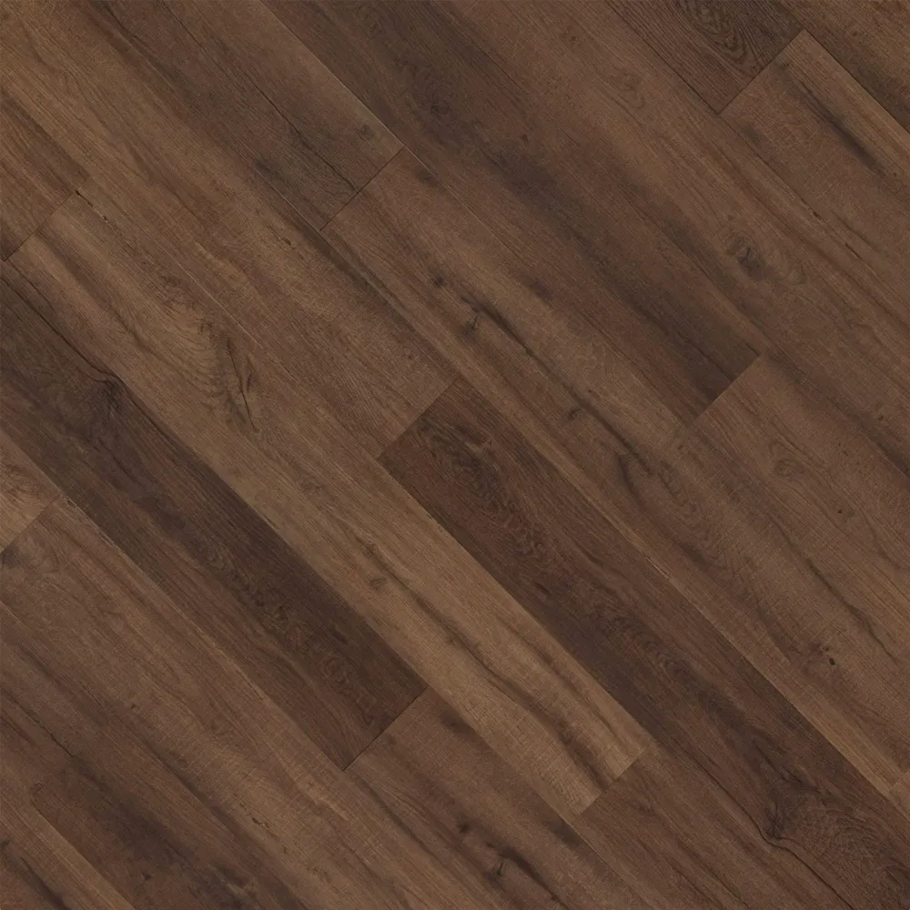 Closeup view of a floor with Emberwood vinyl flooring installed