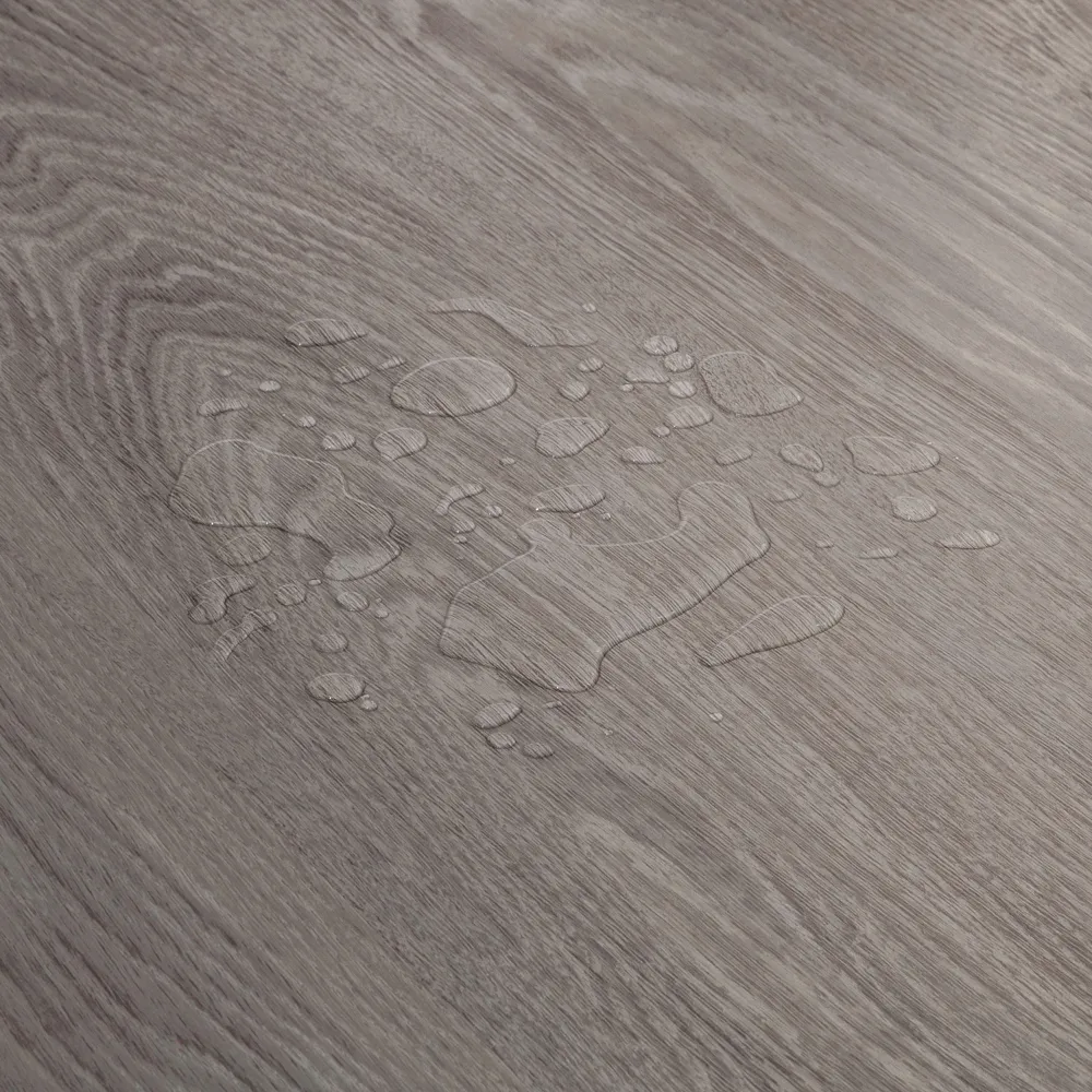 Closeup view of a floor with Stoney Mountain vinyl flooring installed