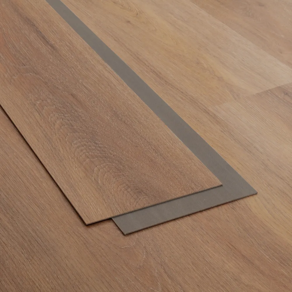 Closeup view of a floor with Hudson vinyl flooring installed