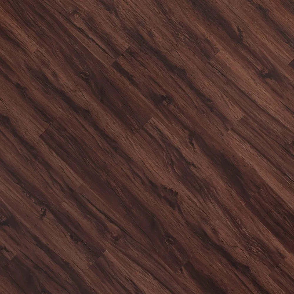 Closeup view of a floor with Eastern Walnut vinyl flooring installed