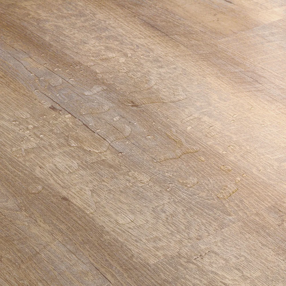 Closeup view of a floor with Cheyenne vinyl flooring installed