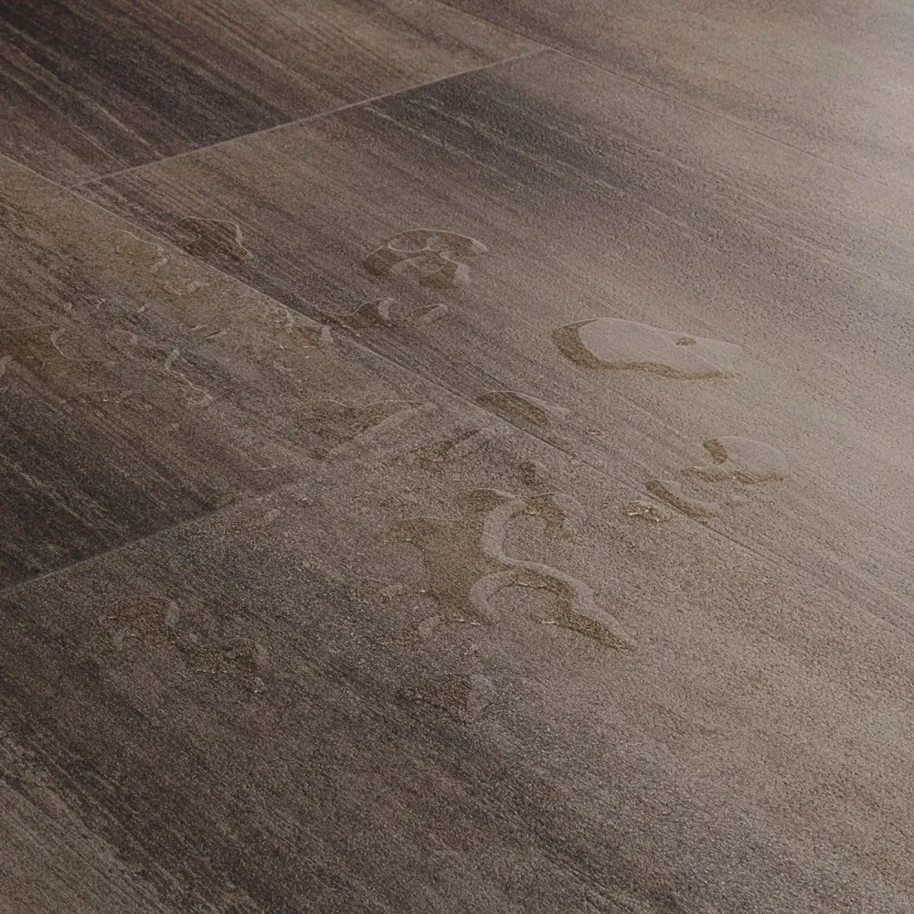 Closeup view of a floor with Onyx vinyl flooring installed