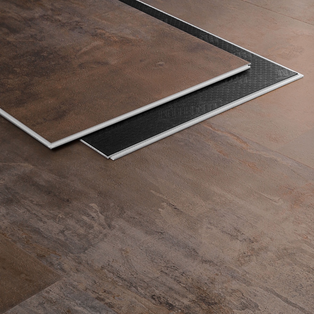 Closeup view of a floor with Meteor vinyl flooring installed