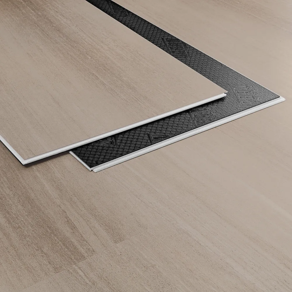 Closeup view of a floor with Solstice vinyl flooring installed