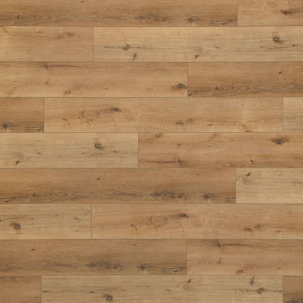 Closeup view of a floor with Yellowstone vinyl flooring installed
