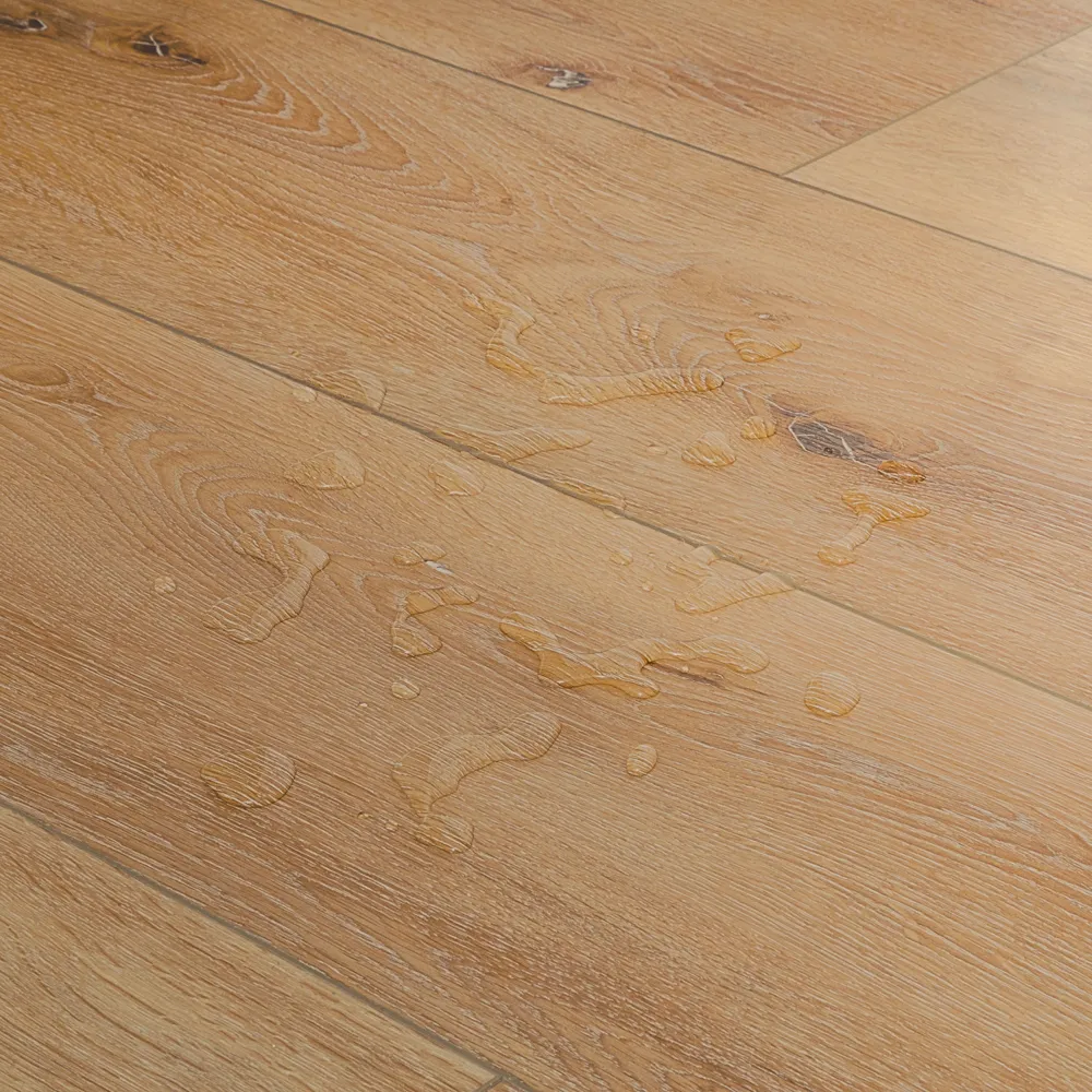 Closeup view of a floor with Yellowstone vinyl flooring installed