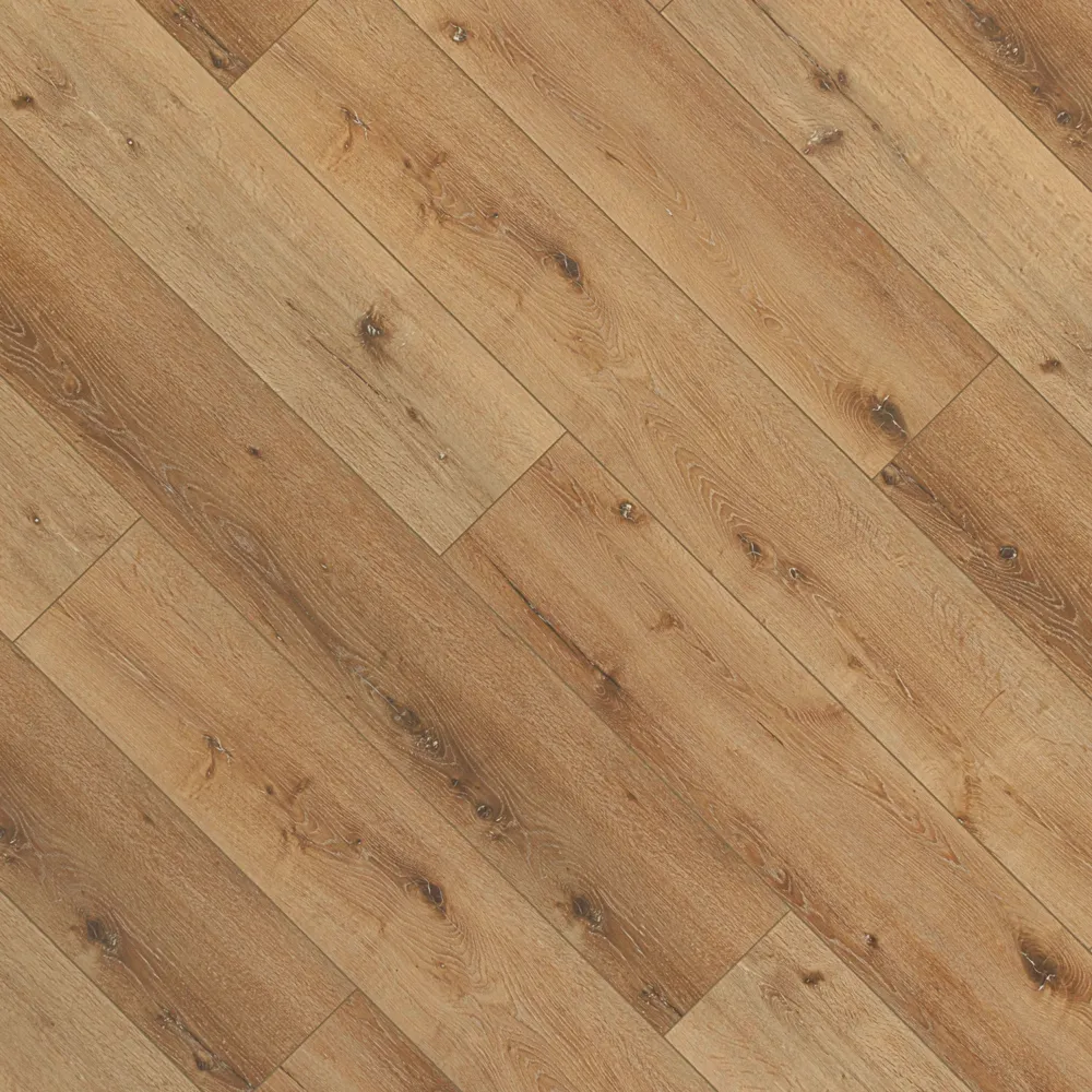 Closeup view of a floor with Yellowstone vinyl flooring installed