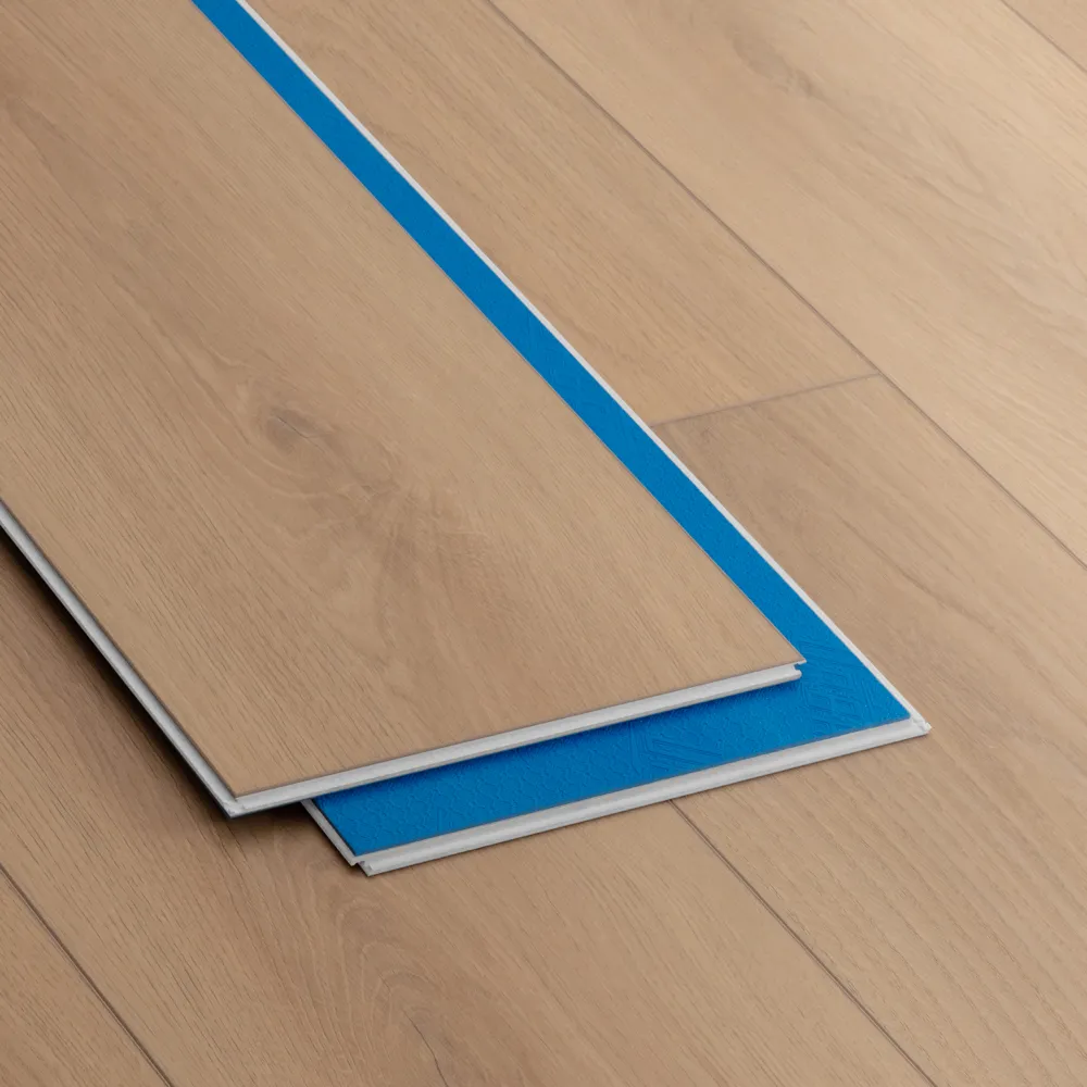 Closeup view of a floor with Mesa Verde vinyl flooring installed